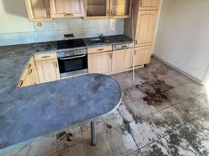 Avant : cuisine d'un logement insalubre